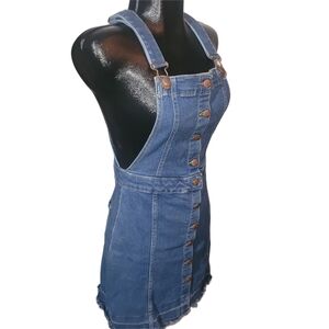 Liquid X Blue Denim Overall Button-Up Mini Dress Size XS